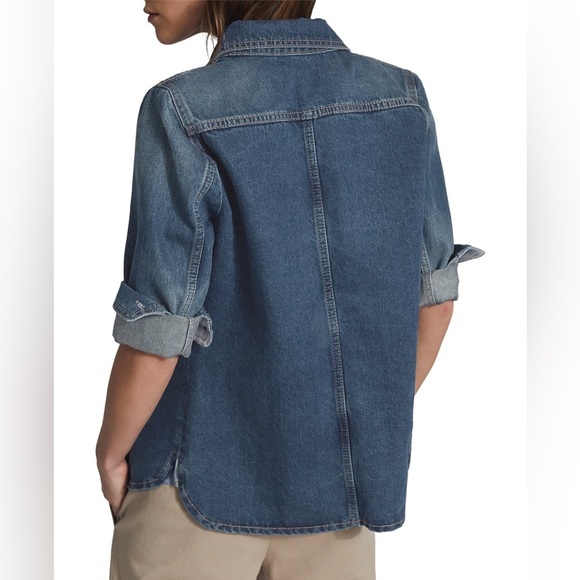 NWT Reiss Amanda Blue Denim Button Down Shirt - Picture 3 of 5